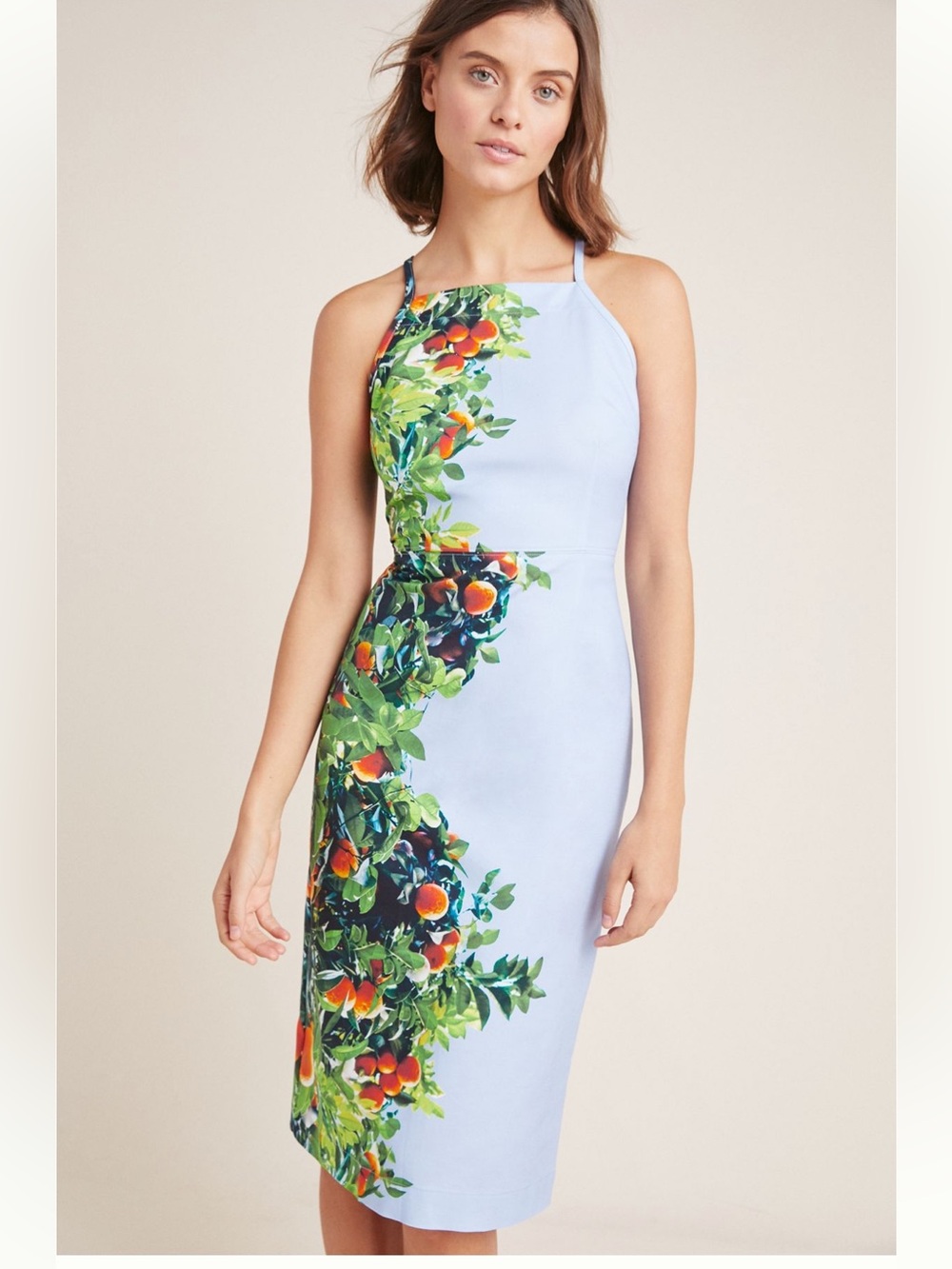 Anthropologie Maeve Orange Bough Grove sheath dress - size Small